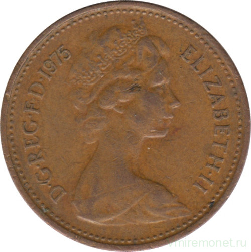 Монета. Великобритания. 1 пенни 1975 год.