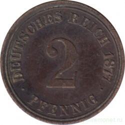 Монета. Германия (Германская империя 1871-1922). 2 пфеннига 1877 год. (A).