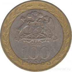 Монета. Чили. 100 песо 2001 год.