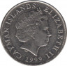 Монета. Каймановы острова. 25 центов 1999 год. ав.