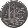 Монета. Каймановы острова. 25 центов 1999 год. рев.