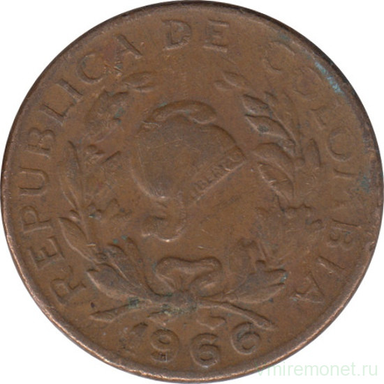 Монета. Колумбия. 5 сентаво 1966 год.