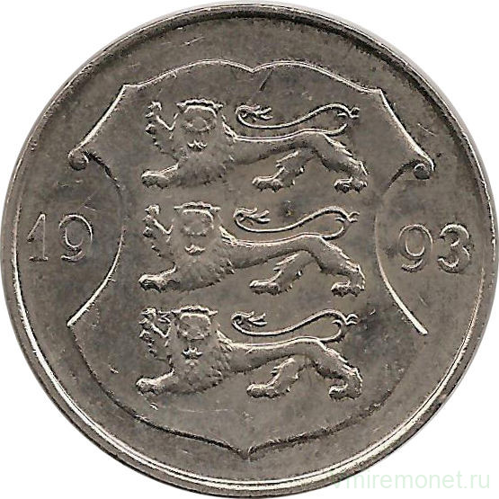 Монета. Эстония. 1 крона 1993 год.