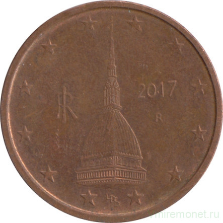 Монета. Италия. 2 цента 2017 год.