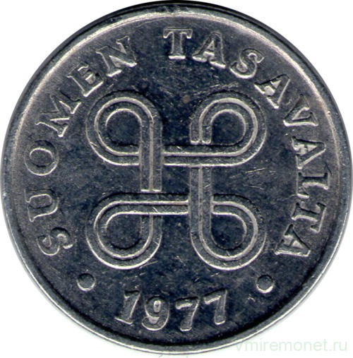 Монета. Финляндия. 1 пенни 1977 год.