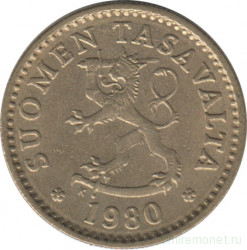 Монета. Финляндия. 10 пенни 1980 год.