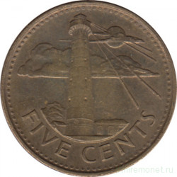 Монета. Барбадос. 5 центов 2012 год.