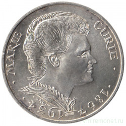 Монета. Франция. 100 франков 1984 год. 50 лет со дня смерти Марии Кюри.