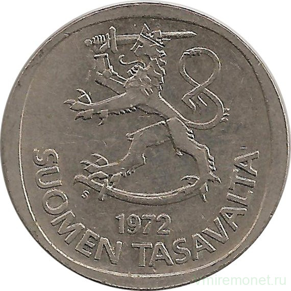 Монета. Финляндия. 1 марка 1972 год.