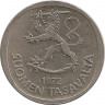 Аверс.Монета. Финляндия. 1 марка 1972 год.