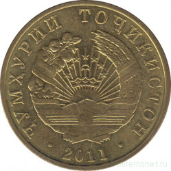 Монета. Таджикистан. 20 дирамов 2011 год.