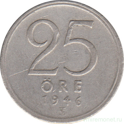 Монета. Швеция. 25 эре 1946 год (серебро).