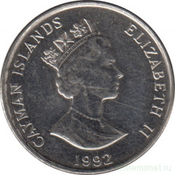 Монета. Каймановы острова. 10 центов 1992 год.