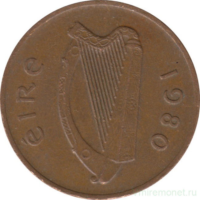 Монета. Ирландия. 2 пенса 1980 год.