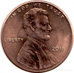 Монета. США. 1 цент 2018 год.