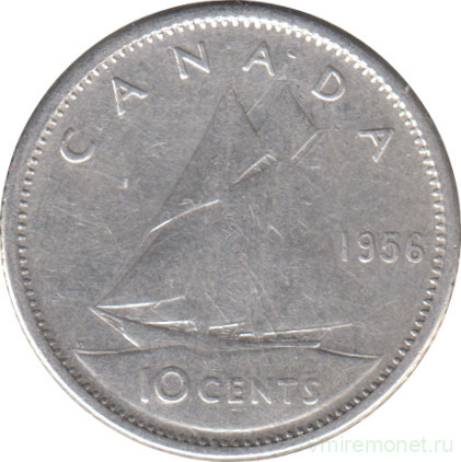 Монета. Канада. 10 центов 1956 год.