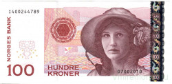 Банкнота. Норвегия. 100 крон 2010 год. Тип 49e.