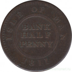 Монета. Великобритания. Остров Мэн. 1/2 пенни 1811 год. (Bank Half Penny).