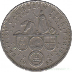 Монета. Британские Восточные Карибские территории. 50 центов 1965 год.