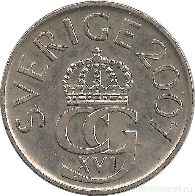 Монета. Швеция. 5 крон 2007 год.
