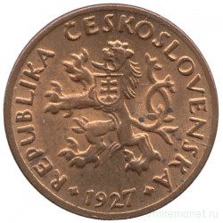 Монета. Чехословакия. 5 геллеров 1927 год.