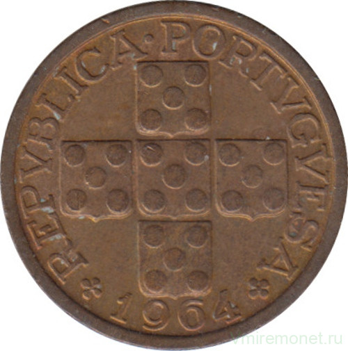 Монета. Португалия. 10 сентаво 1964 год.