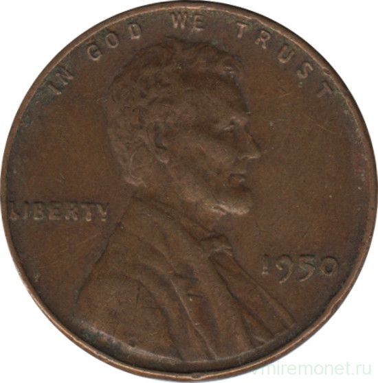 Монета. США. 1 цент 1950 год.