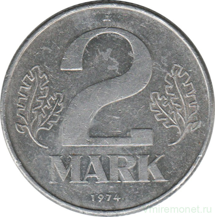 Монета. ГДР. 2 марки 1974 год.