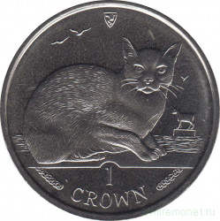 Монета. Великобритания. Остров Мэн. 1 крона 1996 год. Кошки. Бирманская.