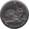 Монета. Великобритания. Остров Мэн. 1 крона 1996 год. Кошки. Бирманская. ав.