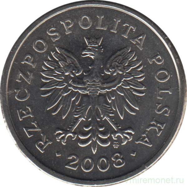 Монета. Польша. 1 злотый 2008 год.