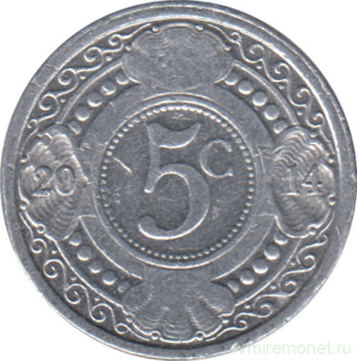 Монета. Нидерландские Антильские острова. 5 центов 2014 год.