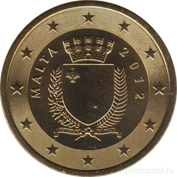 Монета. Мальта. 50 центов 2012 год.