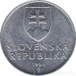 Монета. Словакия. 10 геллеров 1994 год.