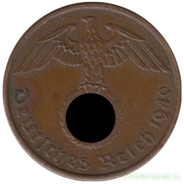 Монета. Германия. Третий Рейх. 2 рейхспфеннига 1940 год. Монетный двор - Берлин (А).