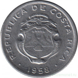 Монета. Коста-Рика. 10 сентимо 1958 год.