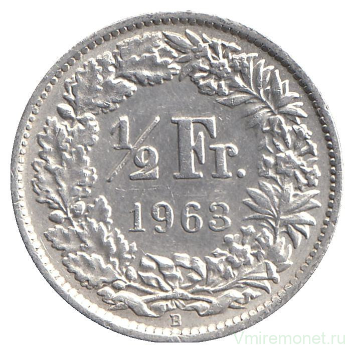 Монета. Швейцария. 1/2 франка 1963 год.