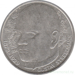 Монета. ФРГ. 5 марок 1978 год. 100 лет со дня рождения Густава Штреземана.
