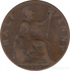 Монета. Великобритания. 1/2 пенни 1910 год.