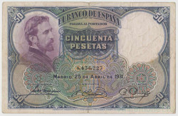Банкнота. Испания. 50 песет 1931 год.
