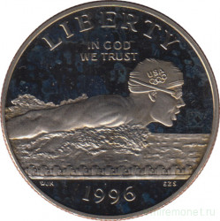 Монета. США. 50 центов 1996 год (S). XXVI летние олимпийские игры Атланта 1996. Плавание.