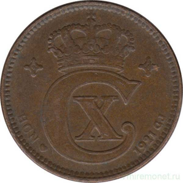 Монета. Дания. 2 эре 1921 год .