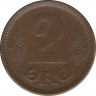 Монета. Дания. 2 эре 1921 год . рев.