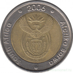 Монета. Южно-Африканская республика (ЮАР). 5 рандов 2006 год.