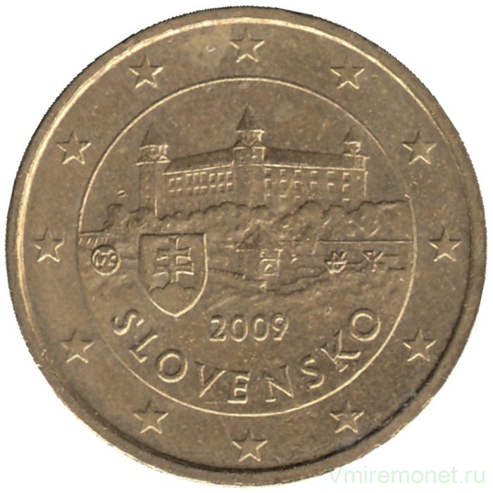 Монета. Словакия. 10 центов 2009 год.