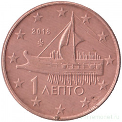 Монета. Греция. 1 цент 2018 год. 