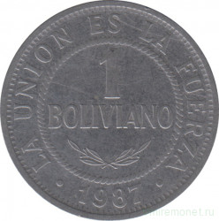 Монета. Боливия. 1 боливиано 1987 год.