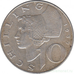 Монета. Австрия. 10 шиллингов 1957 год.