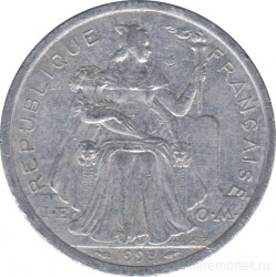 Монета. Французская Полинезия. 2 франка 1993 год.