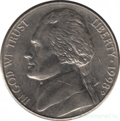 Монета. США. 5 центов 1998 год. Монетный двор D.